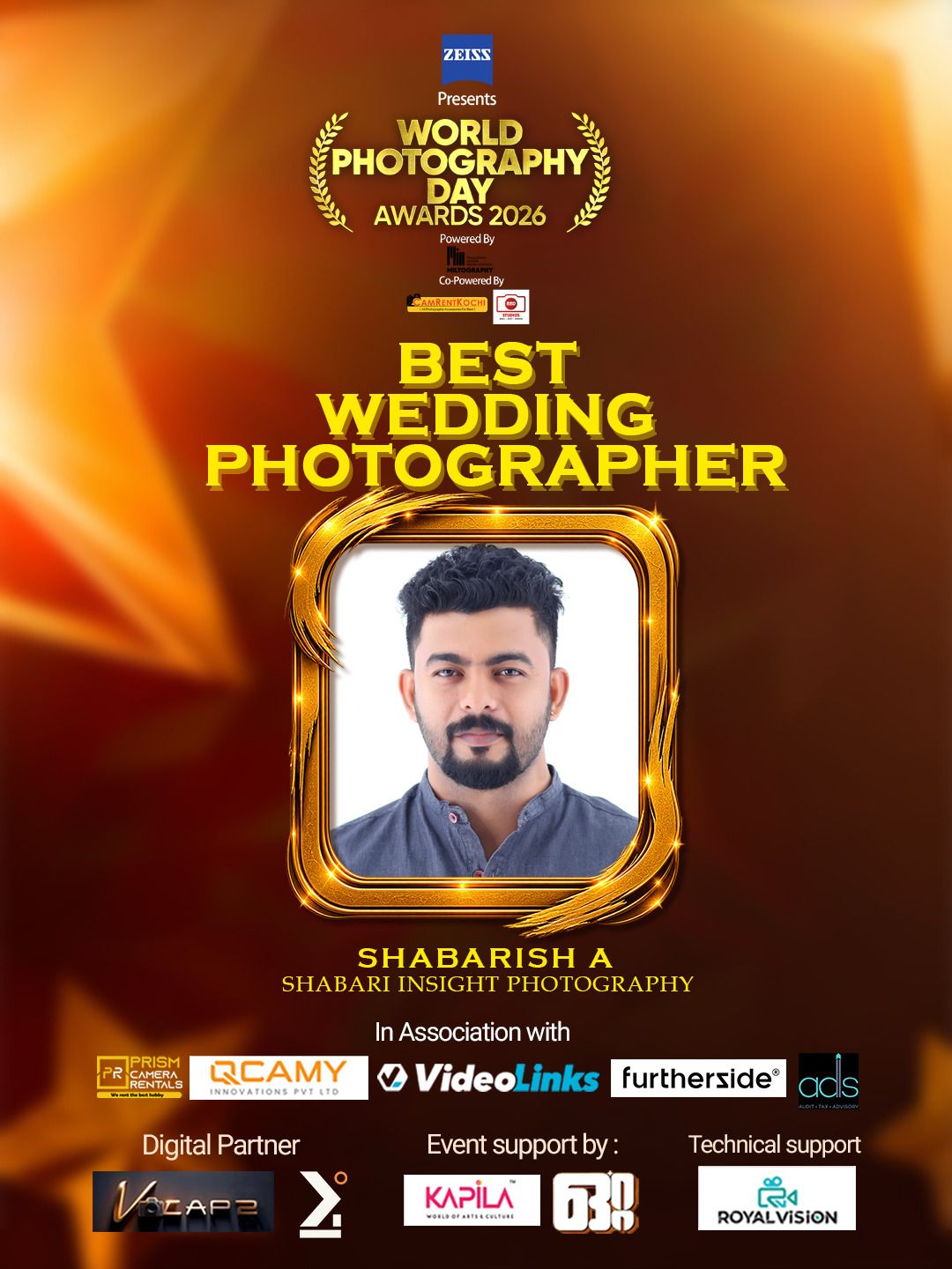 Best Wedding Photographer — World Photography Day Awards 2026